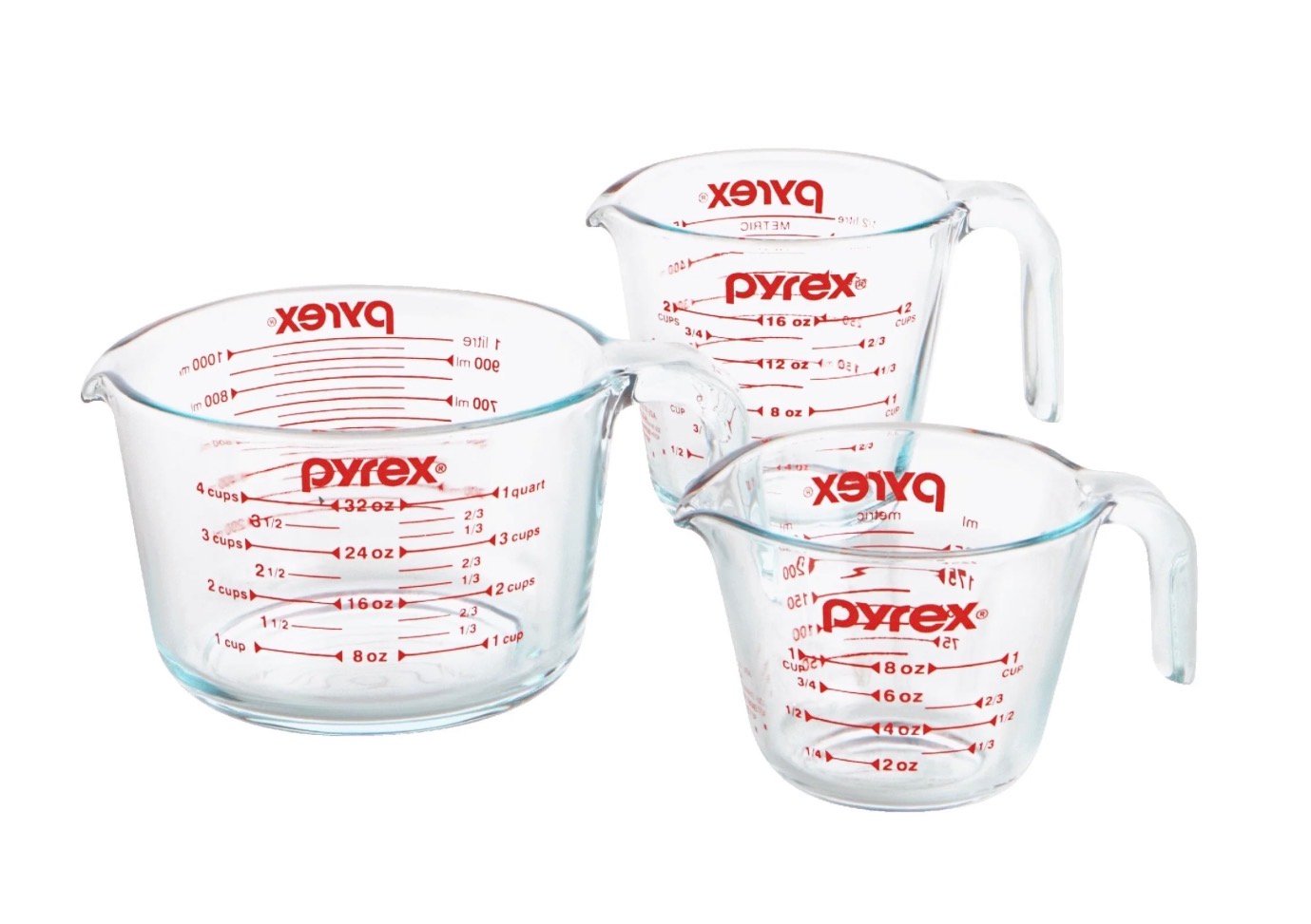 Pyrex 3-pc Glass Measuring Cup Set