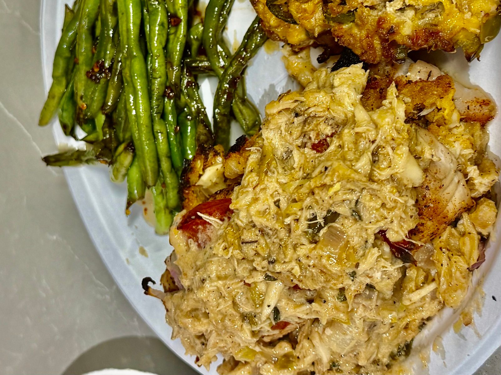 Crab Meat Stuffed Blackened Redfish with Creamy Crab Sauce